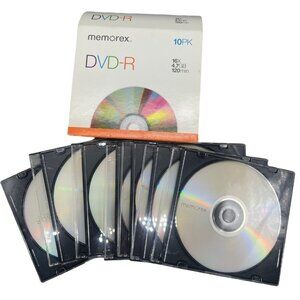 memorex DVD-r set of 7 16x 4.7GB 120 min disc open case READ